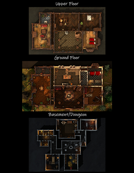Simple 2 Story Mansion with Dungeon Map, de MidKnight Simple 2 Story Mansion with Dungeon Map, de MidKnight