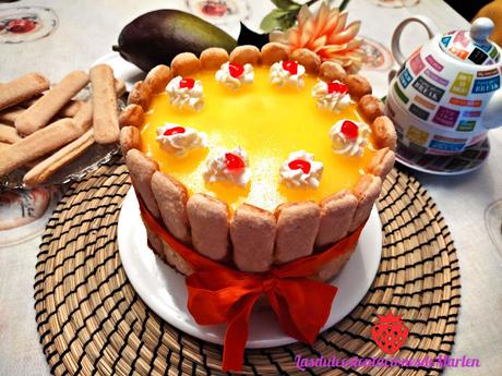 Tarta de Mango con Bizcochos