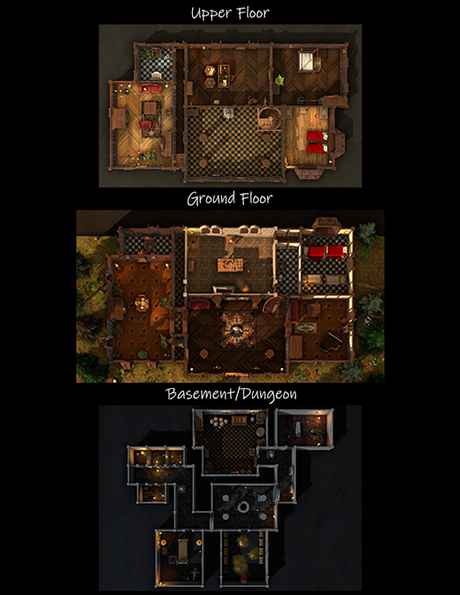 Simple 2 Story Mansion with Dungeon Map, de MidKnight
