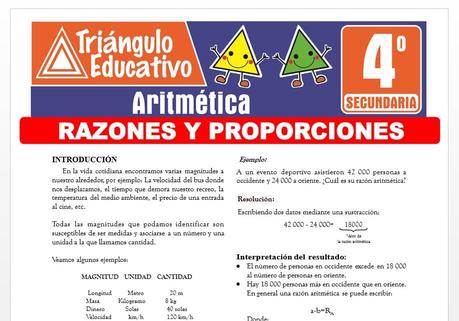Razones y Proporciones para Cuarto de Secundaria