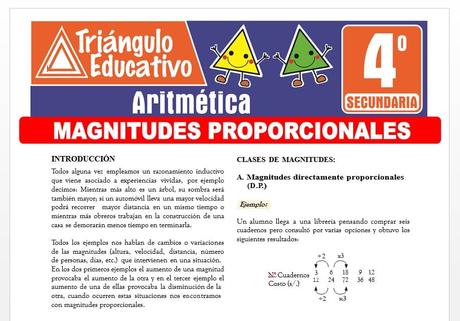 Ejercicios de Magnitudes Proporcionales para Cuarto de Secundaria Ejercicios de Magnitudes Proporcionales para Cuarto de Secundaria