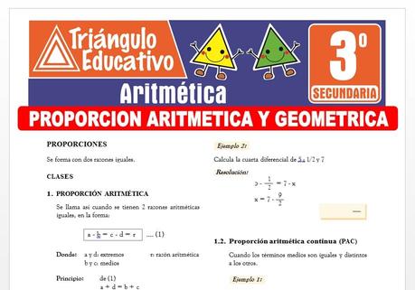 Proporción Aritmética y Geométrica para Tercero de Secundaria