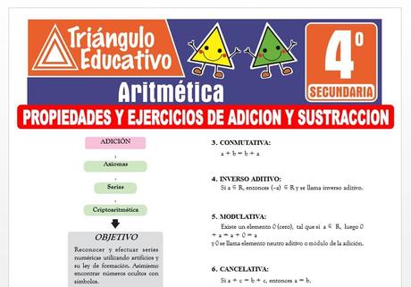 Propiedades y Ejercicios de Adición y Sustracción para Cuarto de Secundaria Propiedades y Ejercicios de Adición y Sustracción para Cuarto de Secundaria