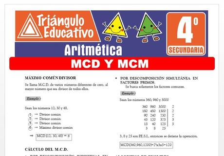 MCD y MCM para Cuarto de Secundaria MCD y MCM para Cuarto de Secundaria