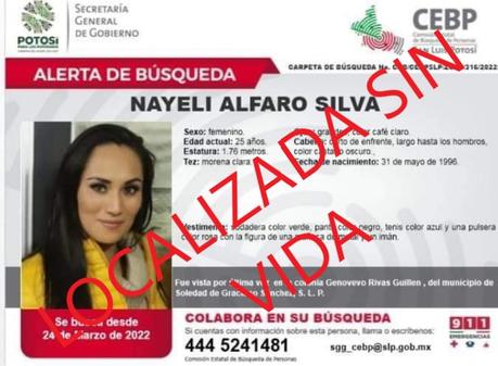 Prueba de ADN confirma que restos pertenecen a Nayeli Alfaro