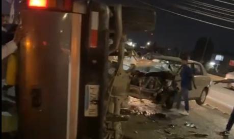 (Video) Se registra choque y volcadura sobre la Carretera Rioverde