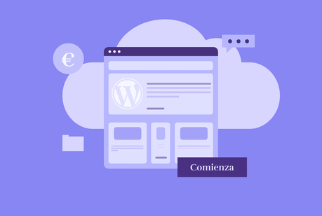 Elegir un Hosting WordPress en 2022 ilustración de web con logo de wordpress