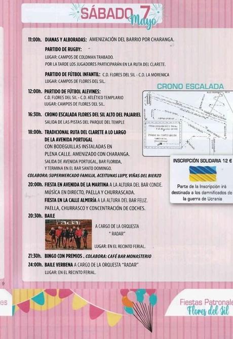 Fiestas de Flores del Sil. Programa de las actividades preparadas para celebrar del 6 al 8 de mayo de 2022 2