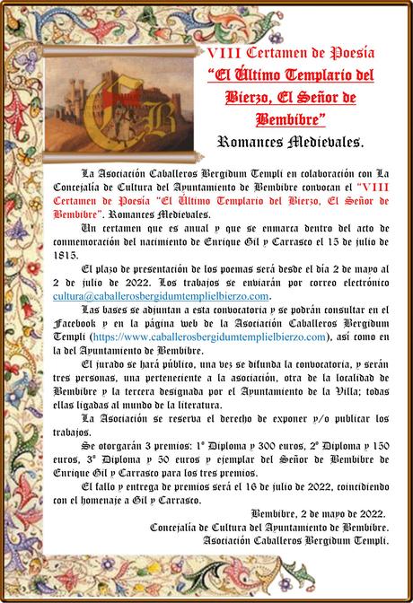 Bembibre organiza el VIII Certamen de Poesía de los Caballeros Bergidum Templi 6