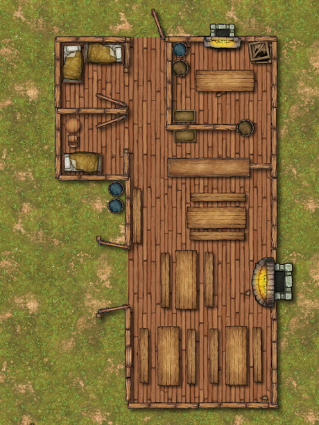 Free Tavern Map y Free Factory Battle Map, de M.T. Black Games