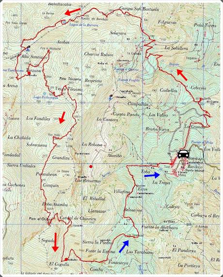 Banduxu-Altu Santiago-La Mostachal-Tórzanu-Peláu-L´Oubiu