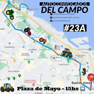 Tractores que buscarán llegar hasta Plaza de Mayo