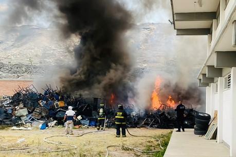 (video) Nuevamente se registra incendio en la bodega de la SEGE en colonia Españita