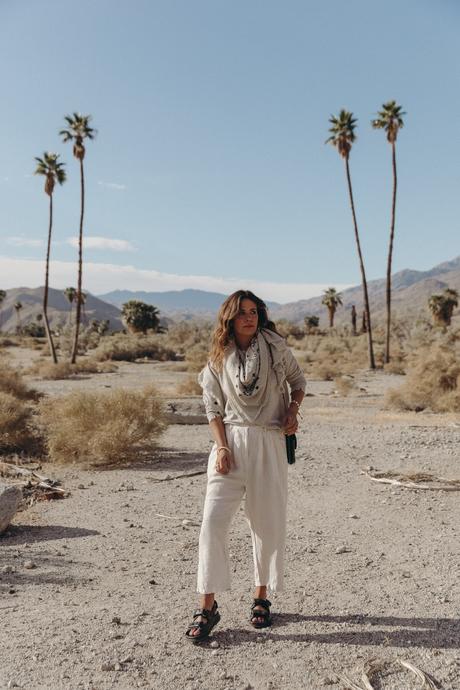 Collage Vintage wearing a festival look from Kujten cashmere collection