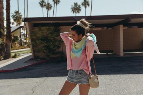 Collage Vintage wearing a festival look from Kujten cashmere collection