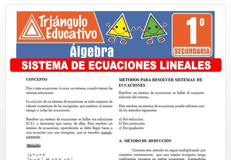 Sistema de Ecuaciones Lineales para Primero de Secundaria