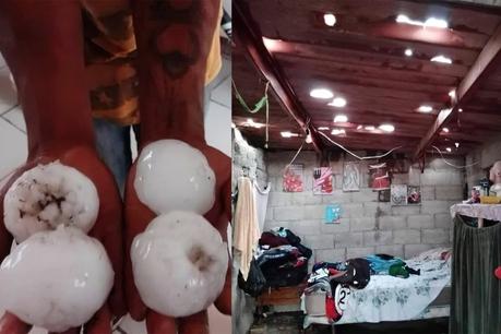 (video) Enormes granizos caen en el municipio de Villa Hidalgo