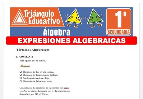 Expresiones Algebraicas para Primero de Secundaria Expresiones Algebraicas para Primero de Secundaria