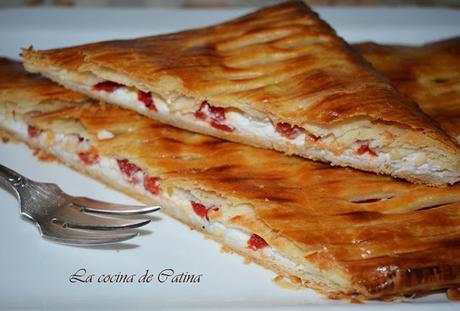 Hojaldre de brandada de bacalao con pimientos rojos