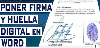 FIRMA y HUELLA EN WORD