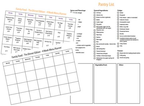 planificación del menú de comida familiar