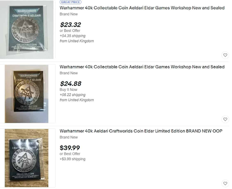 Aparecen en Ebay monedas de Aeldari antes de salir o ser anunciadas