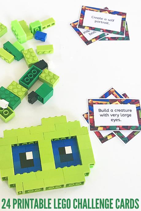 24 tarjetas imprimibles de desafío de construcción de Lego