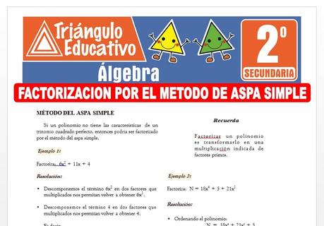 Factorización por el Método de Aspa Simple para Segundo de Secundaria