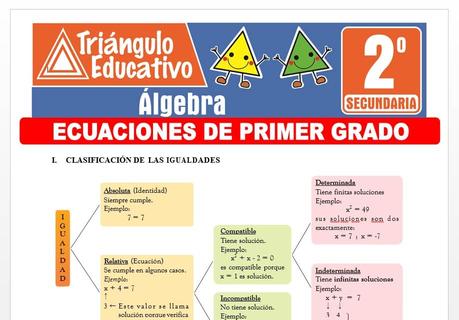 Ecuaciones de Primer Grado para Segundo de Secundaria