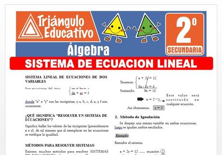 Sistema de Ecuación Lineal para Segundo de Secundaria