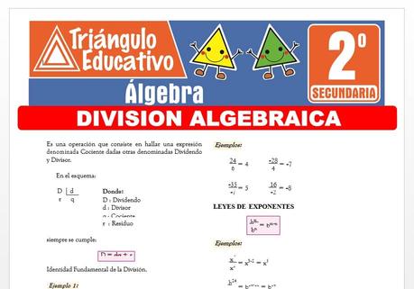 División Algebraica para Segundo de Secundaria