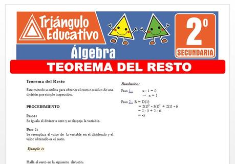 Teorema del Resto para Segundo de Secundaria Teorema del Resto para Segundo de Secundaria
