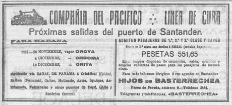 Santander-Cuba:Compañía del Pacífico