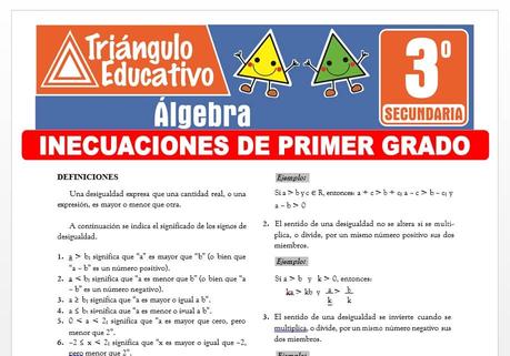 Inecuaciones de Primer Grado para Tercero de Secundaria