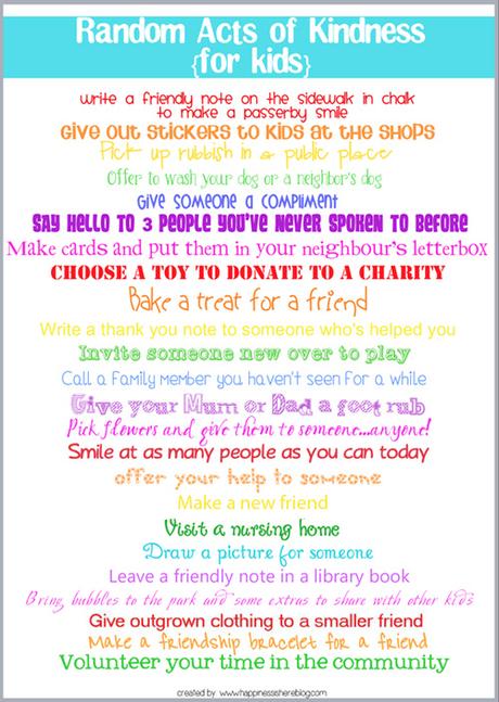 Una idea de Adviento (o todos los días) para familias 79 Afiche imprimible de actos de bondad al azar