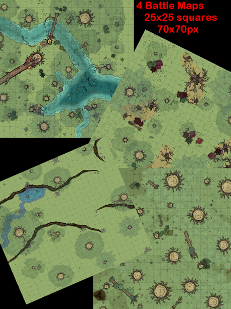 Mountain side, Forest y Plain battle maps, de Pingufan