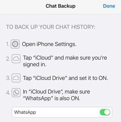 Enable WhatsApp Backup