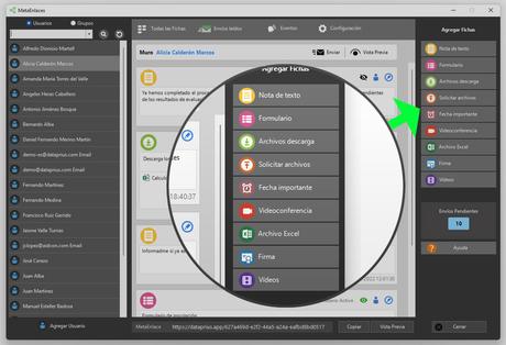 Compartir archivos e información con alumnos. Entorno académico Metaenlaces para compartir diferentes bloques de información o fichas con los alumnos