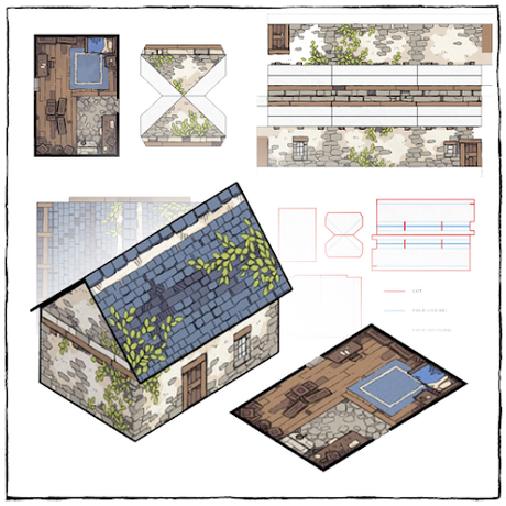 Pequeña cabaña de papercraft, de Ross (2minutetabletop) Pequeña cabaña de papercraft, de Ross (2minutetabletop)