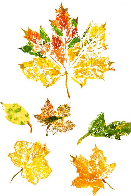 Actividades preescolares de otoño: Estampado de hojas
