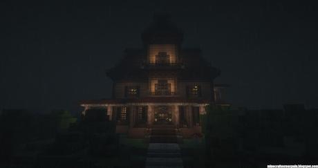 Casa victoriana con decoración en Minecraft.