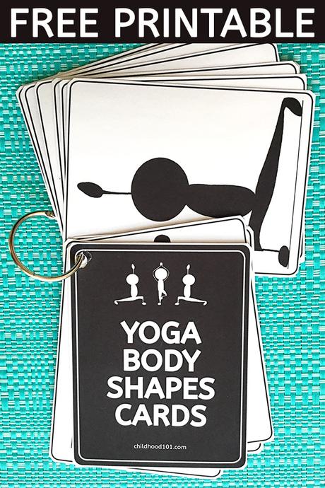 Posturas de yoga para niños.  Tarjetas de forma de cuerpo imprimibles gratis