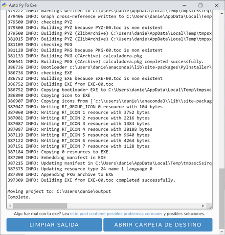 Creación de un EXE desde un archivo Python en Windows