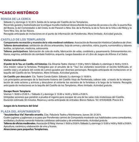 Noche templaria 2022 en Ponferrada. Programa de actividades del 30 de junio al 3 de julio 3