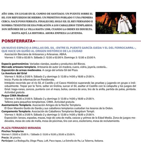 Noche templaria 2022 en Ponferrada. Programa de actividades del 30 de junio al 3 de julio 2