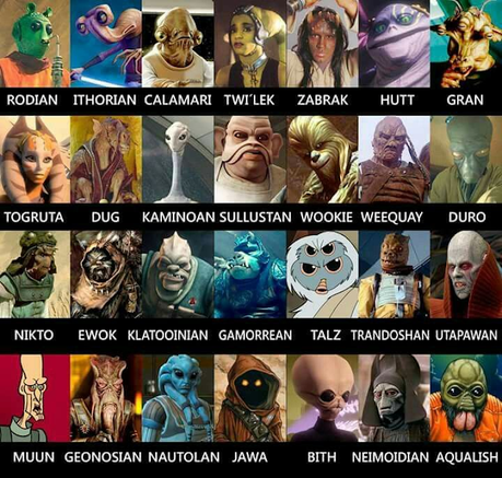 28 razas de Star Wars y sus nombres