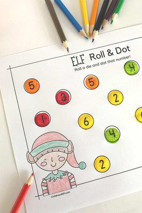 Reconocimiento de números, dobles y sumas 227 Actividades de números de puntos y rollos de duendes navideños