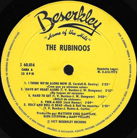 The Rubinoos -The Rubinoos Lp 1978 (1977)