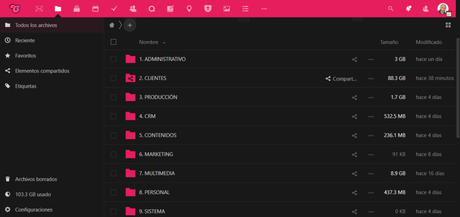 Modo oscuro de Nextcloud Hub