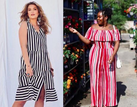 Moda Plus Size, las tendencias del verano 2022 moda curvy verano 2022 rayas verticales
